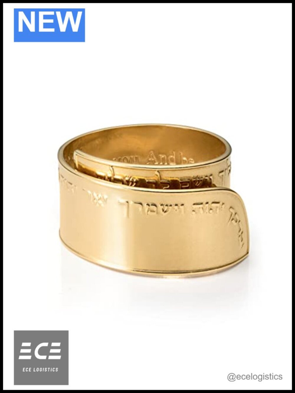 18K Gold Plated Hebrew Priestly Blessing Ring for Men Adjustable